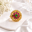 Bhavmayi Gold-Plated Multicolor Kundan Statement Ring
