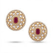 Bhavmayi Dual-Tone Antique Gold & Silver Uncut Polki Kundan Floral Stud Earrings with Micro-Pave Circullar Border