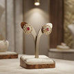Bhavmayi Dual-Tone Antique Gold & Silver Uncut Polki Kundan Floral Stud Earrings with Micro-Pave Circullar Border