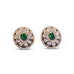 Bhavmayi Dual-Tone Antique Gold & Silver Uncut Polki Kundan Floral Stud Earrings with Micro-Pave Circullar Border