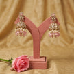 Bhavmayi Elegant Gold Pastel Pink and Diamond Jhumka Earrings with Pearl Fringe