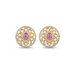 Bhavmayi Dual-Tone Antique Gold & Silver Uncut Polki Kundan Floral Stud Earrings with Micro-Pave Circullar Border