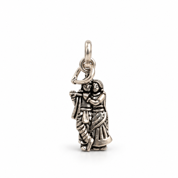 Bhavmayi Silver Radha Krishna Flute Pendant