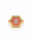 Bhavmayi Pink Floral Gold-Tone Statement Ring