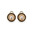 Bhavmayi Gold Plated Round Polki Kundan Stud Earrings with Pearl Halo and Pear Cut Emerald Green Gemstone Wreath