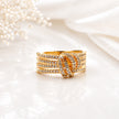 Bhavmayi Gold-Plated Multi-Layer Crystal Bow Ring