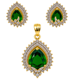 BHAVMAYI CREATION Emerald Teardrop Pendant & Earrings Set-03
