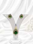 BHAVMAYI CREATION Emerald Teardrop Pendant & Earrings Set-03
