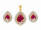 BHAVMAYI CREATION Emerald Teardrop Pendant & Earrings Set-03