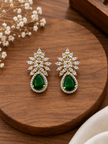 Bhavmayi Creation Emerald Floral Drop Earrings