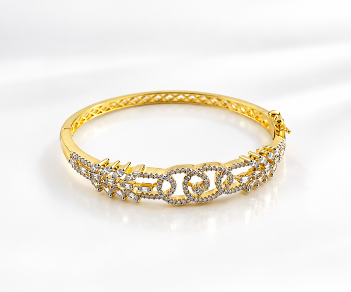 Bhavmayi Creation Gold Designer Crystal & Filigree BanglE