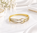 Bhavmayi Gold-Tone Crystal Crossover Designer Bangle