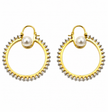 Bhavmayi Pearl Hoop Earrings with Dual-Tone Beaded Detailing
