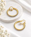 Bhavmayi Pearl Hoop Earrings with Dual-Tone Beaded Detailing
