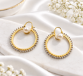 Bhavmayi Pearl Hoop Earrings with Dual-Tone Beaded Detailing