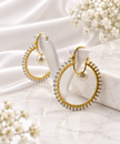 Bhavmayi Pearl Hoop Earrings with Dual-Tone Beaded Detailing