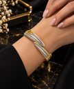 Bhavmayi Creation Gold Plated Crystal Pavé Open Cuff Bangle