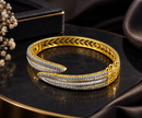 Bhavmayi Creation Gold Plated Crystal Pavé Open Cuff Bangle