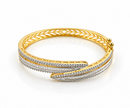 Bhavmayi Creation Gold Plated Crystal Pavé Open Cuff Bangle
