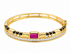 Bhavmayi Pink Gemstone Multi-Rail Gold-Tone Designer Bangle