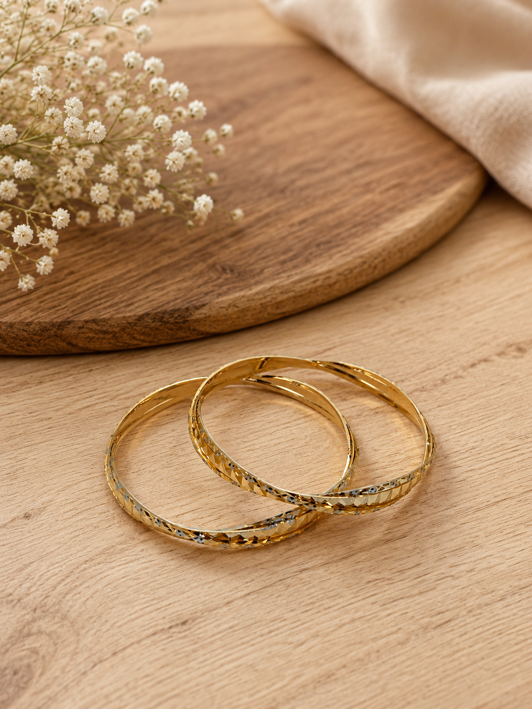 Bhavmayi Diamond-Cut Grace Gold Bangles