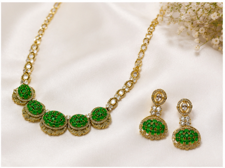 Bhavmayi  Elegant Gold Pearl Multi-Strand Bridal Necklace & Earring Set