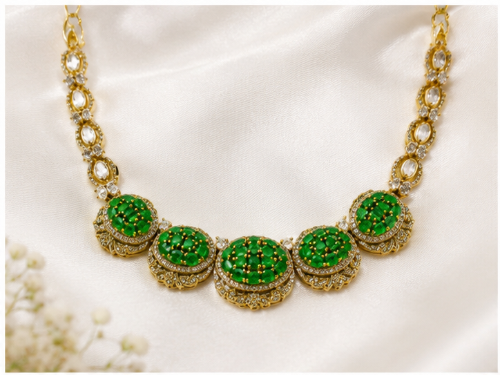 Bhavmayi  Elegant Gold Pearl Multi-Strand Bridal Necklace & Earring Set