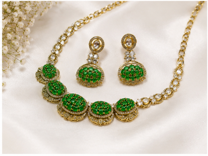 Bhavmayi  Elegant Gold Pearl Multi-Strand Bridal Necklace & Earring Set