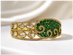 Bhavmayi Emerald Green Stone Gold-Tone Designer Statement Bangle for Women