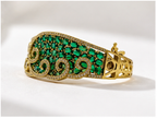 Bhavmayi Emerald Green Stone Gold-Tone Designer Statement Bangle for Women