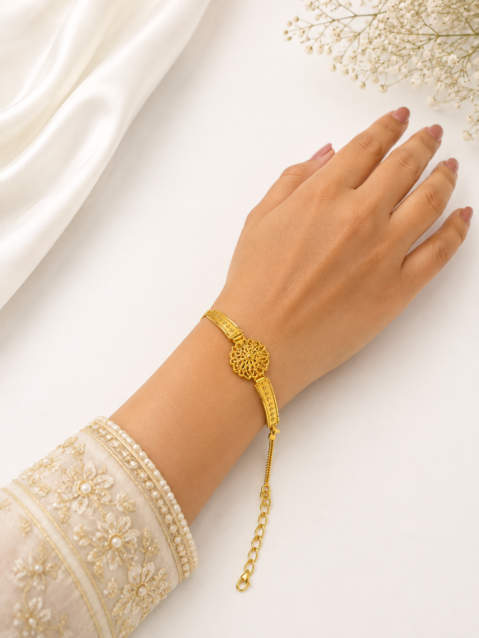 Bhavmayi Floral Grace Gold Bracelet