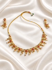 Bhavmayi Floral Ruby Pearl Drop Necklace Set