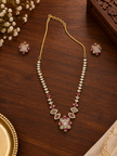 Bhavmayi Gold-Plated Ruby & Crystal Necklace and Earrings Set