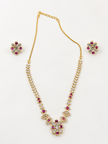 Bhavmayi Gold-Plated Ruby & Crystal Necklace and Earrings Set