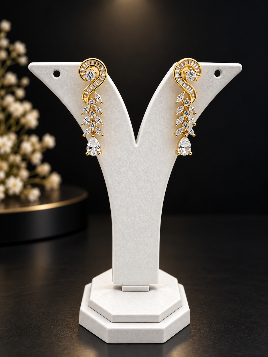 Bhavmayi Gold-Tone CZ Crystal Necklace & Earrings Set