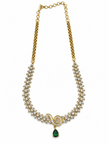 Bhavmayi Gold-Tone Green Emerald Crystal Necklace & Earrings Set