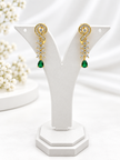 Bhavmayi Gold-Tone Green Emerald Crystal Necklace & Earrings Set