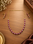 Bhavmayi Gold-Tone Ruby & Crystal Necklace and Earrings Set