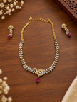 Bhavmayi Gold-Tone Ruby & Crystal Necklace and Earrings Set
