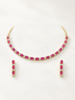 Bhavmayi Gold-Tone Ruby & Crystal Necklace and Earrings Set