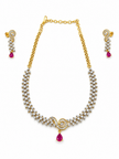 Bhavmayi Gold-Tone Ruby & Crystal Necklace and Earrings Set