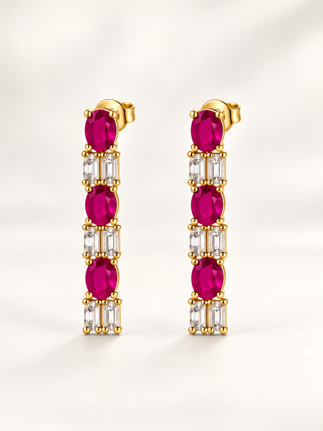 Bhavmayi Gold-Tone Ruby & Crystal Necklace and Earrings Set