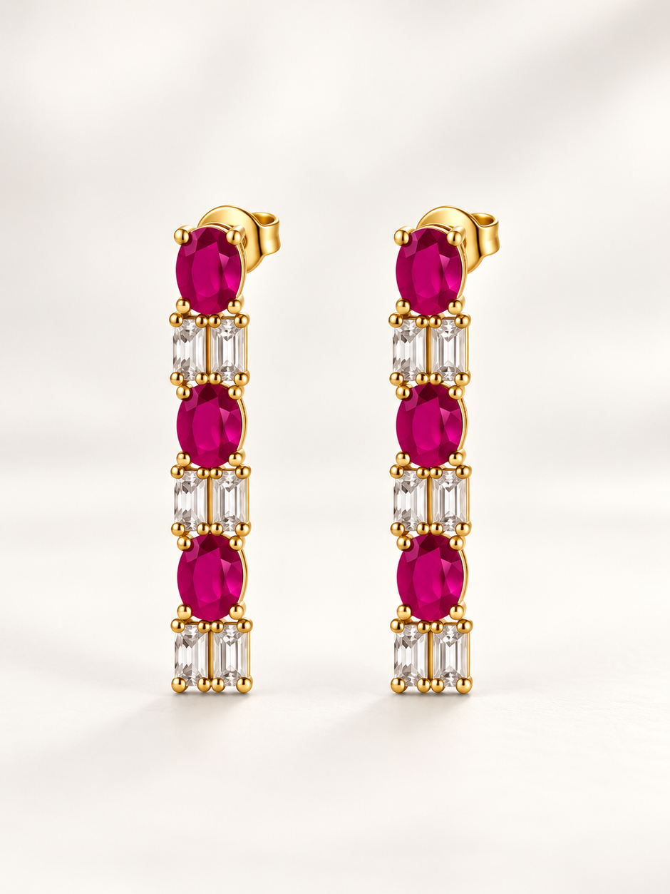 Bhavmayi Gold-Tone Ruby & Crystal Necklace and Earrings Set