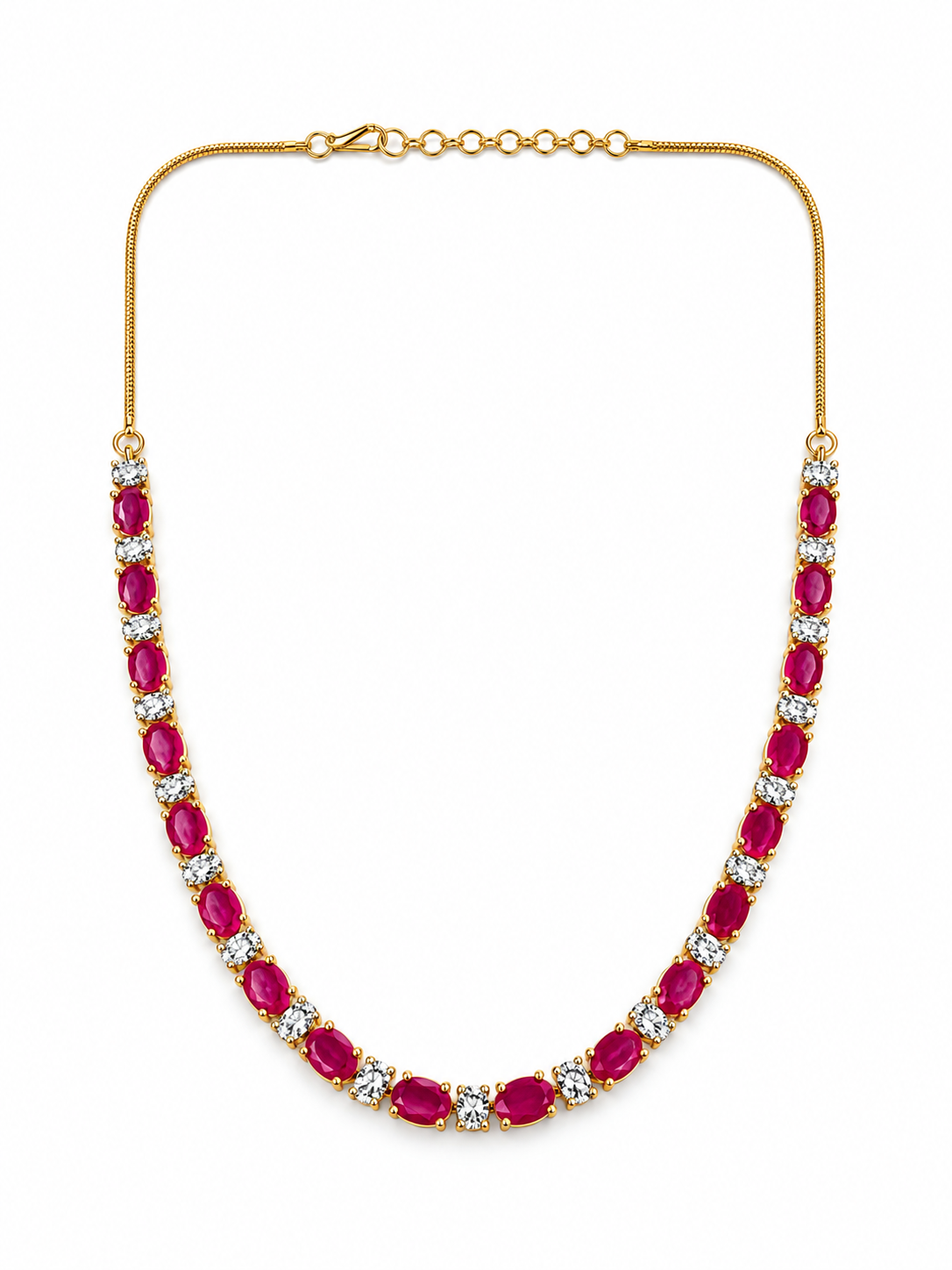Bhavmayi Gold-Tone Ruby & Crystal Necklace and Earrings Set