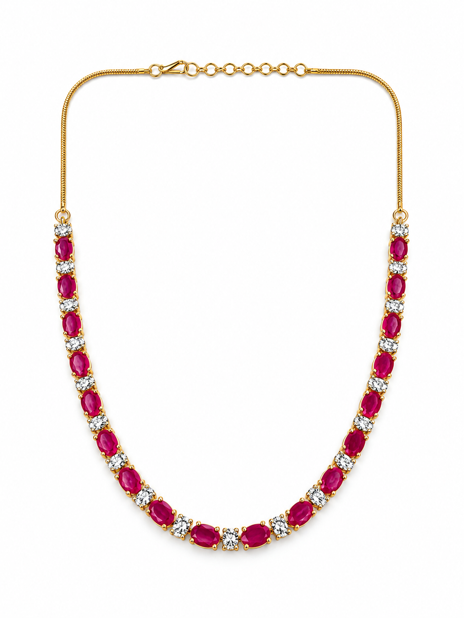 Bhavmayi Gold-Tone Ruby & Crystal Necklace and Earrings Set