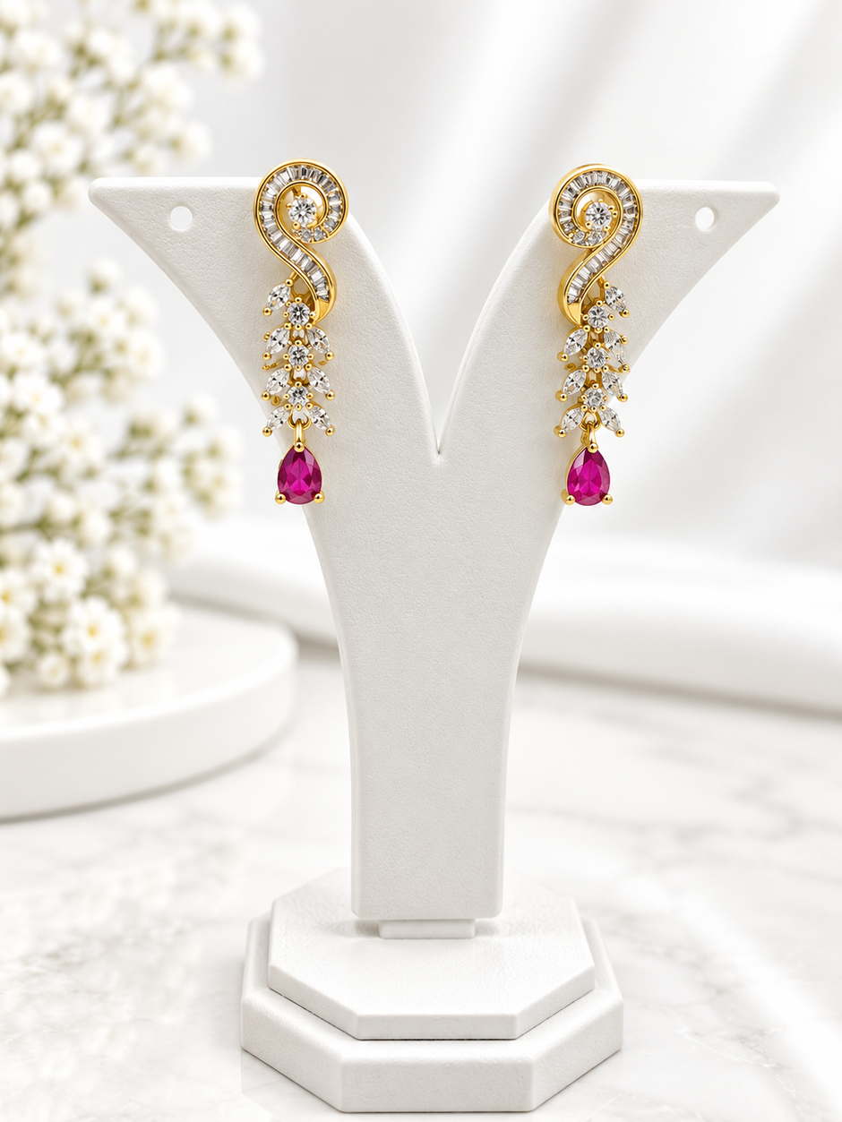 Bhavmayi Gold-Tone Ruby & Crystal Necklace and Earrings Set