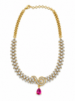Bhavmayi Gold-Tone Ruby & Crystal Necklace and Earrings Set