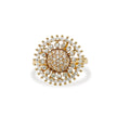 Bhavmayi Gold Plated Round Cubic-Pave Dome Center with Zirconia Sunburst Medallion Ring.