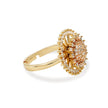 Bhavmayi Gold Plated Round Cubic-Pave Dome Center with Zirconia Sunburst Medallion Ring.