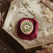 Bhavmayi Gold Plated Traditional Circullar Pearl & Emerald Green Gemstone Statement Jadau Ring